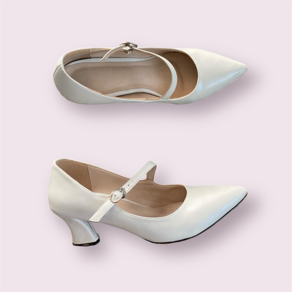 White Chunky Pumps